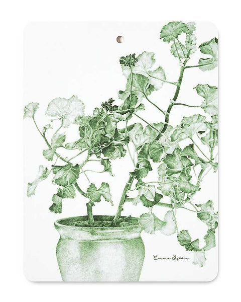 Skjærefjøl/gryteunderlag Blå/grønn pelargonium